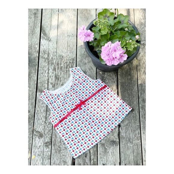 Vintage 90s Tank Top Stars Ribbon Bow Sz 12M - Picture 1 of 7
